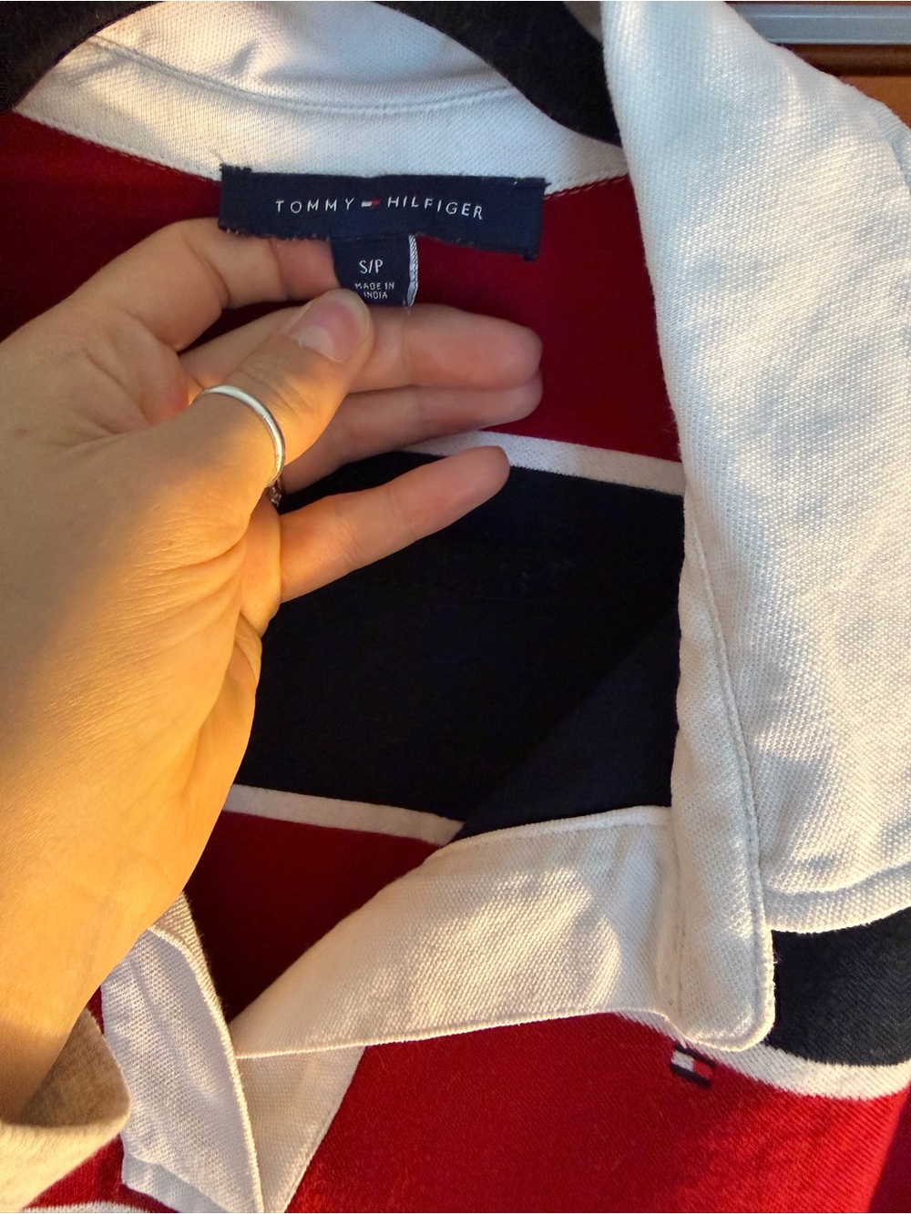 Vintage Tommy Hilfiger Red & Navy Striped Rugby shirt dress - Picture 2 of 2